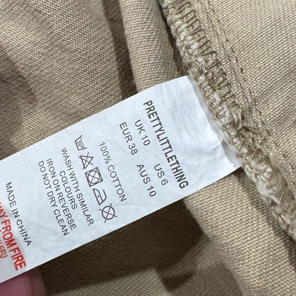 Prettylittlething Khaki Tan Button Up Mini Skirt Women's 6 - Picture 2 of 4